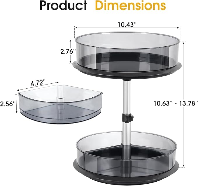 2 Tier Medicine Cabinet Organizer, Rotary Turntable Organizer for Medicine and Vitamin Bottles, Under Sink Organizer for Medi
