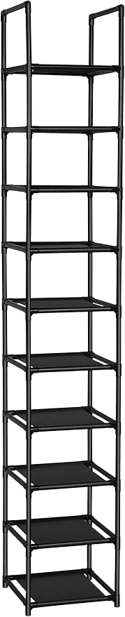 FIDUCIAL HOME 10 Tiers Shoe Rack Space Saving Vertical Single Pairs Sturdy Shoe Shelf Storage Organizer