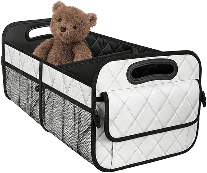 Car Trunk Organizer, Collapsible Sturdy Multi-Compartment Vehicle Cargo Storage Bag, Removable Automotive Trunk Organization