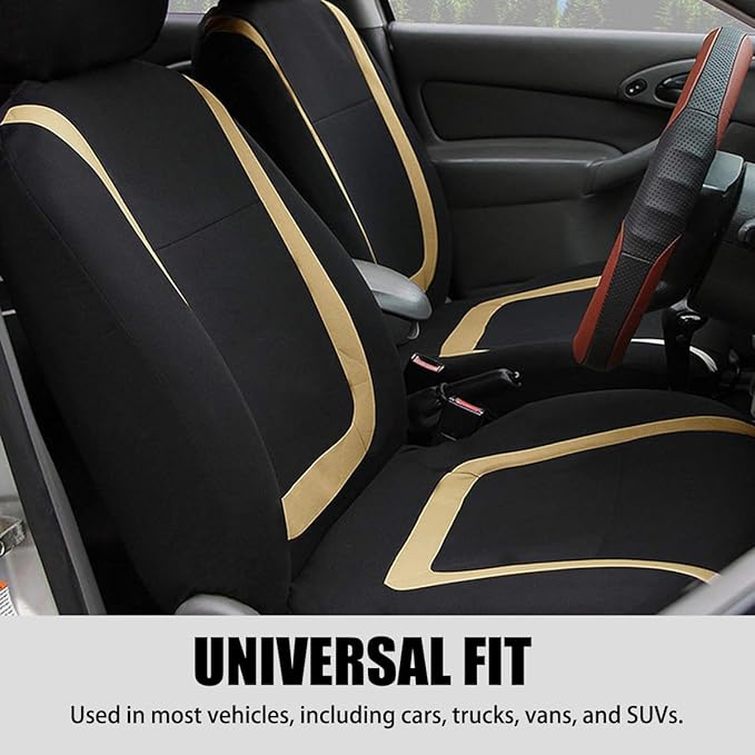 BELOMI Car Seat Covers Full Set, Breathable Premium Cloth Automotive Seat Cover, Universal Front and Rear Seat Covers, Easy t