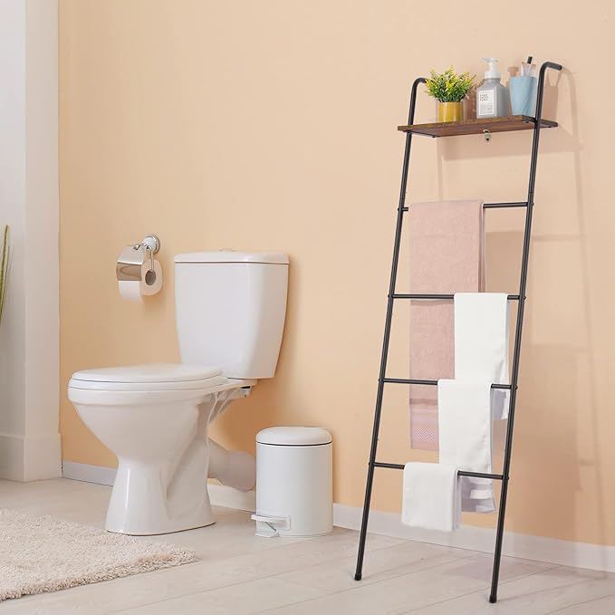 Blanket Ladder 5 Layer Wall-Leaning Blanket Rack with Shelf Decorative Blanket Ladder Shelf Metal Leaning Towel Ladder Rack f
