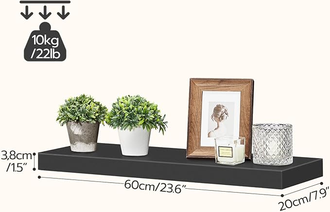 HOOBRO Floating Shelves and Console Table Bundle, Wall Mounted Shelf Set of 2, 15.7" Narrow Entryway Table with Charging Stat