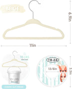 VIS'V Baby Hangers, 11 Inch Velvet Kids Hangers with 6 Pcs Clothes Size Dividers, Infant Toddler Nursery Closet Organization,