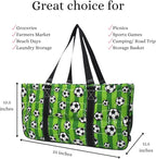 NGIL Extra Large Utility Tote Reusable Grocery Bag Oversized Collapsible for Groceries, Storage, Picnic, Beach (Soccer Goal-Black)