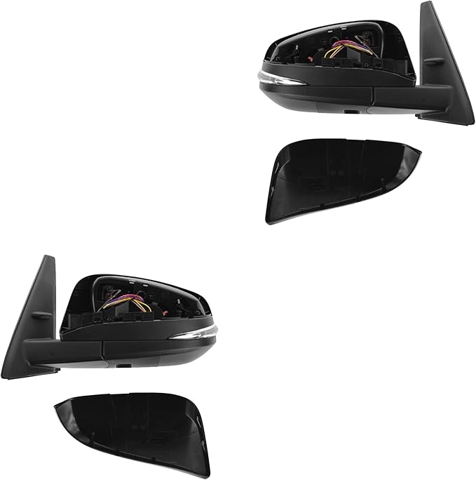 TRQ 2 Piece Driver and Passenger Side Mirror Assembly Set Electric Adjustment Heated No Memory Black Compatible with 2014-201