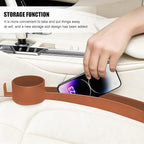2PCS Car Seat Gap Filler, Dual Slot Carbon Fiber Vehicle Side Seat Gap Organizer Strip with Cup Holder, Auto Console Guard Spacer Stop Things from Dropping, Universal Fit (Orange)