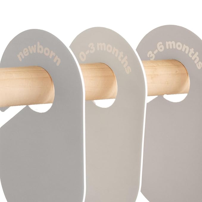 3 Sprouts Baby Closet Dividers 8-Piece Set Newborn to 2T - Double-Sided Organizer for Nursery Clothing Storage - Beige & Gray