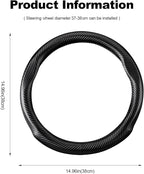 Ergocar Carbon Fiber Material Steering Wheel Cover Anti-Slip Breathable Sweat Absorbent Fashionable Sport Steering Wheel Sleeve for the Round Shape with Diameter of 15"（37.5-38cm）-Black