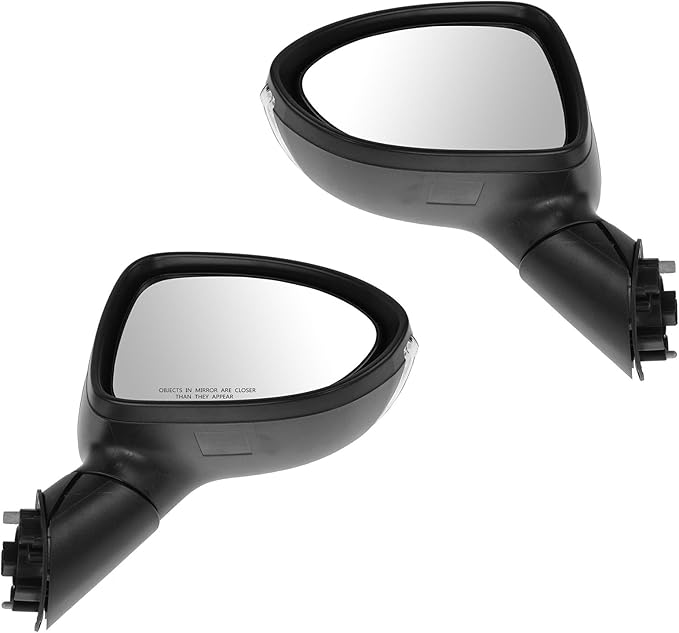 TRQ 2 Piece Driver and Passenger Side Mirror Assembly Set Power Folding Electric Adjustment Heated No Memory Black Compatible
