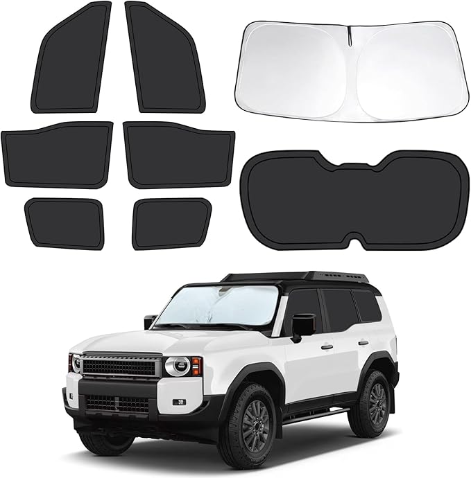 8pcs Car Window Shades for Toyota Land Cruiser Prado 250(2024-2026), Full Car Window Covers for Privacy, Sunshades for Cruiser Front Rear Windshield Side Windows to Block UV and Protect Privacy