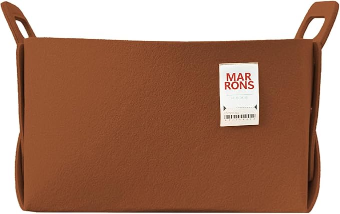 Collapsible Felt BROWN Storage Bin Large 14.6"x9.4"x9.4" – Foldable Basket with Handles for Closet, Laundry Room Organization