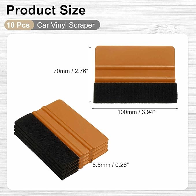 HARFINGTON 10pcs Car Vinyl Scraper 4inch Vinyl Squeegee Felt Edge Squeegee Tool for Car Window Tint Wallpaper Decal Sticker Installation Crafts Car Wrap Paste, Brown