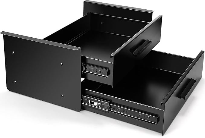 Menkxi 16 inch Under Desk Drawer Storage Pull out Storage Organizer Mounted Metal Sliding Hidden Under Counter Drawer Vertica