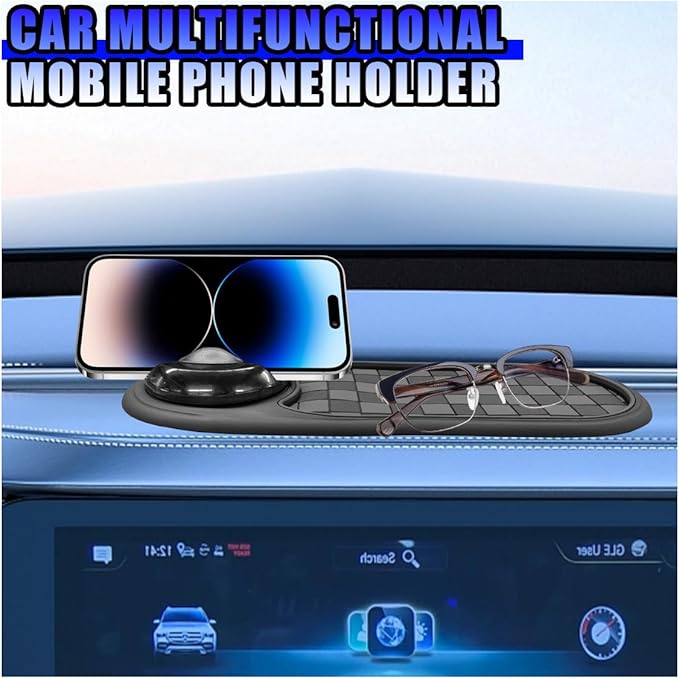Multifunction Car Anti-Slip Mat, Rotatable Temporary Parking Number, Universal Auto Dashboard Organizer Pad Accessory for Pho