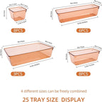 Coffee Acrylic Drawer Organizers Set Storage for Makeup, Office Desk Small Vanity Trays for Drawer Bathroom Plastic Make up O