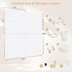 FZK Peg Board with Hooks, Plastic Pegboard Kit with 4 White Pegboards and Accessories, Peg Board Wall Organizer for Office an