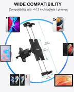 woleyi Car Vent Tablet Mount, Air Vent Clip Tablet Holder for Car with Adjustable Metal Hook Clamp, Compatible with iPad Pro/Air/Mini, Galaxy Tabs/Z Fold, iPhone, More 4.7-13" Cell Phones and Tablets