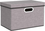 PRANDOM Foldable Storage Boxes with Lids [3-Pack] Linen Fabric Collapsible Storage Bins Organizer Containers Baskets Cube wit