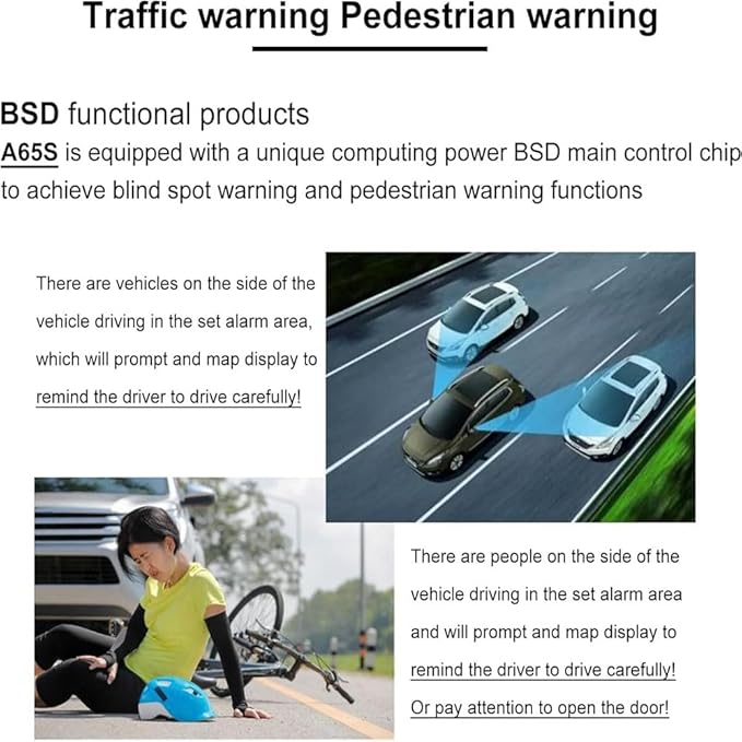 6.25inch CAR Side View Blind Area System,Left and Right Blind spot Camera Driving Recorder BSD Warning Monitoring(Camera Moni