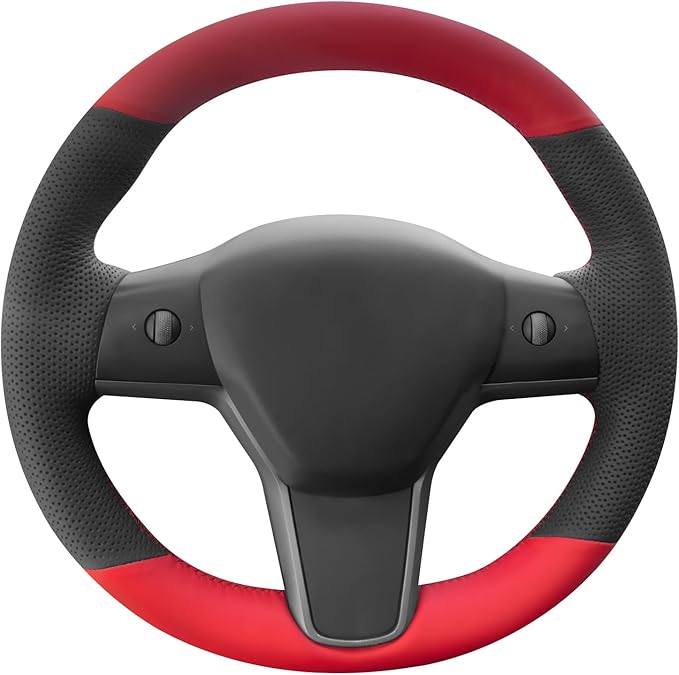MEWANT Hand Stitched Steering Wheel Cover for Tesla Model 3 2017-2023 / Model Y 2020-2023 for Tesla Model 3/Y Accessories