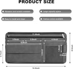 Car Sun Visor Organizer, Leather Sun Visor Pocket Organizer Case with Multi-Pocket Net Zipper, Suede Note Holder Car Visor Storage Pouch for Card Pen Sunglasses Document (Gray)