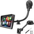 Suction Cup Mount for Carplay Screen with Scrwes, 11.8” Long Arm 360° Adjustable Aluminum Alloy Arm, Strength Windshield Dashboard Mount with 78mm Adhesive Disk for All Car Display Holder
