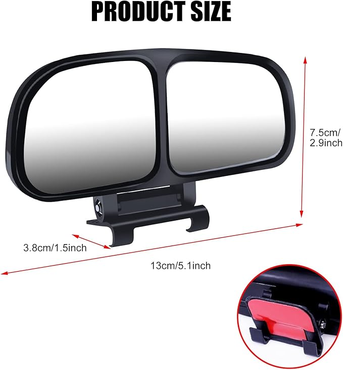 Car Blind Spot Rearview Mirror, Retrofit Mirror Wide Angle Reversing Auxiliary Mirror, Glass HD Wide View Field Double-Side Mirror 360°Adjustable, Right