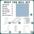 MULSAME Pegboard Combination Kit, Wall Mounted Storage Set with 4 Pegboards & 14 Accessories Hanging, Blue Peg Boards Organiz