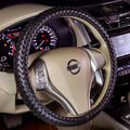 Carwales Car Leather Steering Wheel Cover Men Luxury Black Hand-Made Wrap Hand Woven Universal 14.5-15 Inch