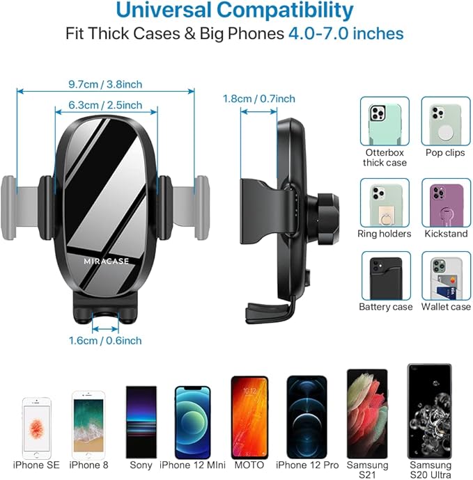 Miracase [Upgraded Version] Cup Phone Holder for Car, Universal Adjustable Long Neck Car Phone Mount Cradle Friendly Compatible with iPhone Samsung Google and All 4.0-7.0 inches Smartphones