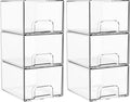 4.4" Tall Small Clear Acrylic Stackable Storage Drawers for Vanity,Under Sink,Bathroom Closet,Medicine Cabinet Organization a