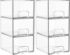 4.4" Tall Small Clear Acrylic Stackable Storage Drawers for Vanity,Under Sink,Bathroom Closet,Medicine Cabinet Organization a