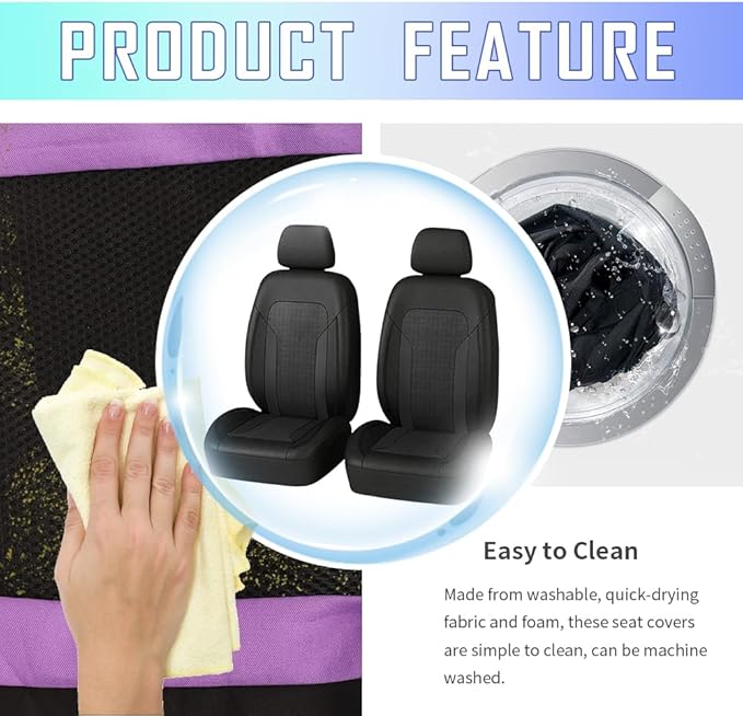 4PCS Cooling Car Seat Covers,Breathable Front Seat Covers with Mesh Construction and Foam Padding,Car Seat Protector to Reduc