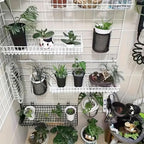 4 Pack 15.75 x 6 x 2.36 Inch Metal Grid Wall Baskets with Hooks, Hanging Wire Grid Basket, Multi-Function Wall Mounted Organi