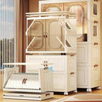 Portable Foldable Wardrobe Closet for Apartments, 3 Cabinets, Sturdy Design, Easy Assembly, Ideal for Bedroom, Bay Window, Cl