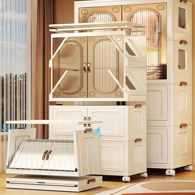 Portable Foldable Wardrobe Closet for Apartments, 3 Cabinets, Sturdy Design, Easy Assembly, Ideal for Bedroom, Bay Window, Cl