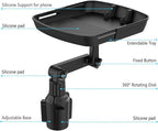 DOUBFIVSY Larger Cup Holder Tray for Car, 10 inch Car Food Tray with Phone Holder Detachable 3 in 1 Car Cup Holder 360° Rotat