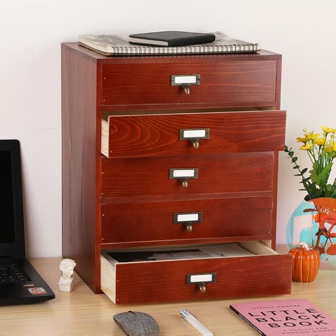 Large Wooden Drawer Rustic Desk Organizers and Accessories Wooden Storage Dox with Drawers Paper Storage Drawer Wood File Org