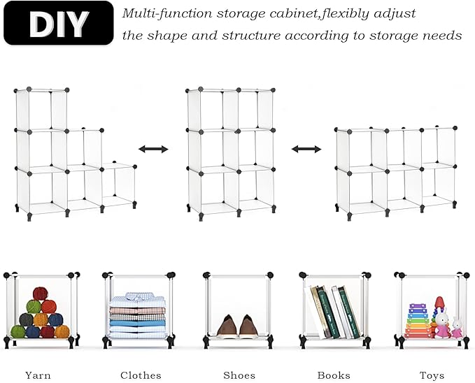 AWTATOS Closet Organizer 6 Cube Closet Storage Shelves DIY Stackable Clothes Storage Organizer Shelving for Closet Bedroom, H