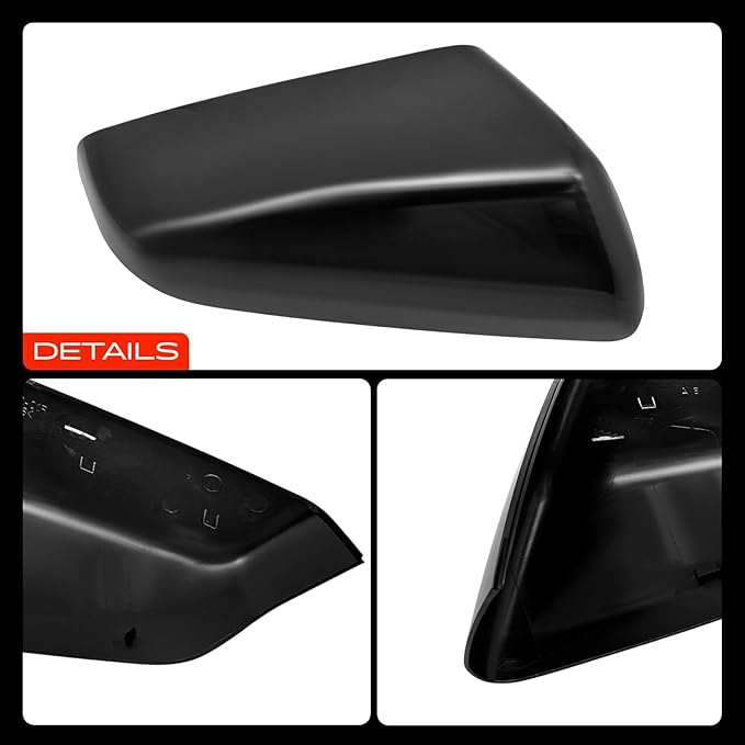 A-Premium Passenger Side Rearview Mirror Cover Cap - Compatible with Chevy Chevrolet Equinox & GMC Terrain, 2018 2019 2020 2021 2022 2023 2024 - Smooth Black