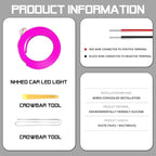 Car LED Strip Light For Trunk, 158Inch IP67 Silicone Waterproof Neon Light Strip Embedded, Flexible Cutting Universal Auto Interior Lights(Pink)