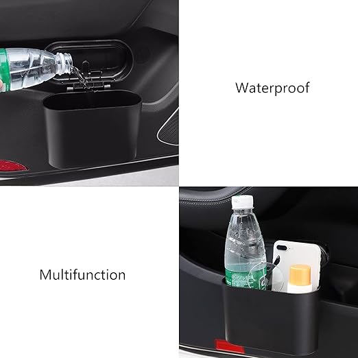 Car Trash Can Bin with Lid - 2 Packs Universal Vehicle Mini Leakproof Garbage Can Bin with 40pcs Trash Bags Car Organizers and Storage for Front Back Seat Accessories for Auto Office Home(Black)