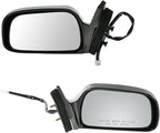 TRQ 2 Piece Driver and Passenger Side Mirror Assembly Set Manual Folding Electric Adjustment Non-Heated No Memory Black Compa