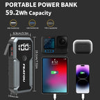 Car Battery Charger Jump Starter, 5000A Jump Starter Battery Booster Pack for Up to 9.0L Gas and 8.0L Diesel, 12V Portable Jump Box with Jumper Cables, LED Light, USB Ports