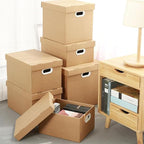 Zerodeko Document Box with Lid 30l 43x31x24cm Kraft Paper File Storage Box Sturdy File Organizer for Office and Home Filing