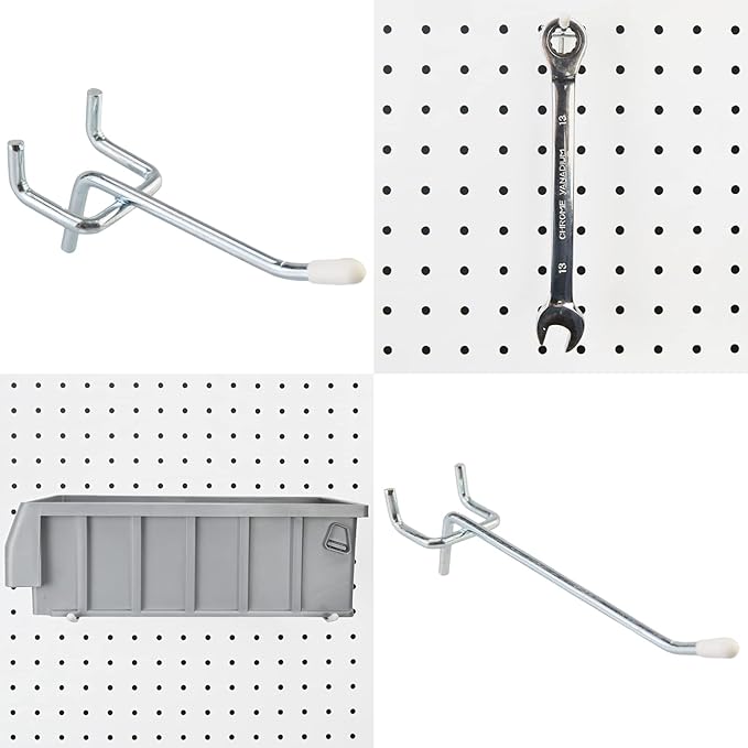 G.CORE Peg Board Organizer 21 Pack, Pegboard Accessories with Baskets Cups Hooks - 1/8" & 1/4" Peg Board Wall Tool Organizers
