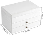 Meangood Jewelry Box Organizer for Women, 3 Layer Large Jewelry Storage Case, Rustic Wooden Jewelry Box with Mirror & Ring Tr