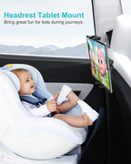 Back Seat Tablet Holder for Tesla, 360° Adjustable Model 3/Y Headrest Tablet Mount for Kids, Metal Model Y Rear Seat Stand for iPad Pro 12.9 Air Mini, Galaxy Tab/Z Fold, Fire hd, 4-13" Device