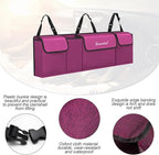 Hanemia Car Trunk Organizer, Backseat Hanging Storage with 4 Large Pockets, Collapsible Cargo Bag with Adjustable Straps