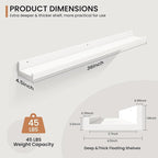Fun Memories Picture Ledge Shelves Set of 2, 36 Inch Rustic Wall Mounted Floating Shelves with Lip for Home Storage and Décor